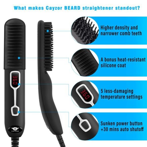 Beard Straightener Comb for Men - Electric Heated Brush Portable - Picture 6 of 7